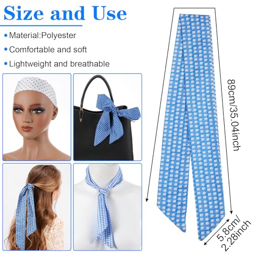 4PCS Purse Scarf for Handbags, Scarves for Sags, Hair Scarves, Neck Scarf, Women's Fashion Accessories for Handbags And Wallets (Blue, White)3