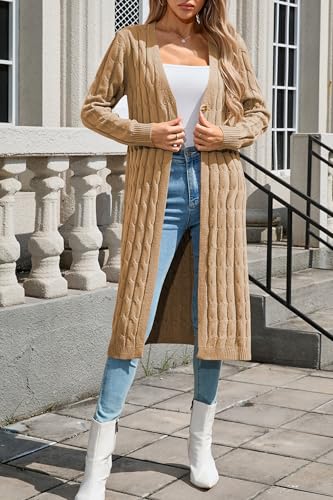 Cakulo Womens Long Cardigans Cable Knit Chunky Cardigan Sweaters Trendy Open Front Fall Sweater Coats 20254
