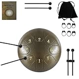 ZHRUNS Steel Tongue Drum - 8 Tones 6 Inches-Percussion Instrument -Handpan Drum with Bag, Mallets,...