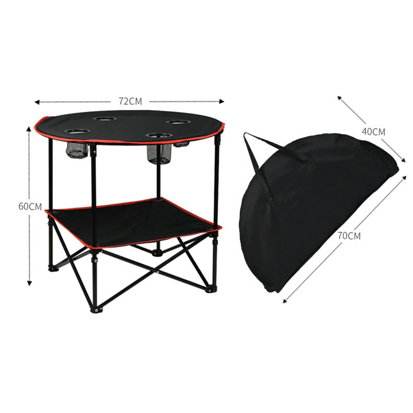 Table pliante Table de camping Table d'appoint de camping portable pour pique-nique en plein air Jeux de plage Tables de camping et de terrasse pliantes avec 4 porte-gobelets et étui pour et rangeme