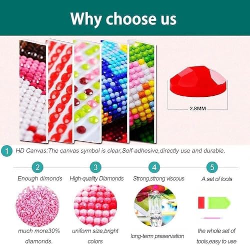 cdsnxore Diamond Painting Kits for Adults, Diamond Art Kits for Adults Beginners, Rose Diamond Arts Kits for Home Wall Decor 14 x 14 Inch (Blue) - Image 3