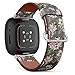 CJBROES Replacement Leather Watch Band, Compatible with Fitbit Versa 3 and Fitbit Sense of Wristband Bracelet Accessory - Classic Vintage Flower