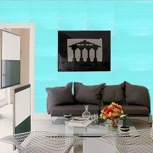 Image of TEKCOOL Self-Adhesive Waterproof PE Foam 3D Wall Panels Wallpaper Sticker for Bathroom, Living Room, and Home Decoration (70 x 77cm, Appx. 5.8Sq Feet)-1 Piece-Blue'