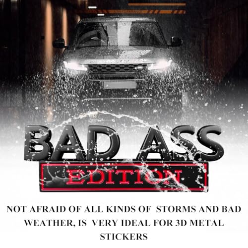Image of Wevdn Car Bad Ass Edition Emblem, 3D Raised Funny Bad Ass Edition Metal Sticker Fender Badge Decal, Self-Adhesive Bad Ass Tailgate Hood Auto Body Decor, Exterior Car Accessories (Black&Red)