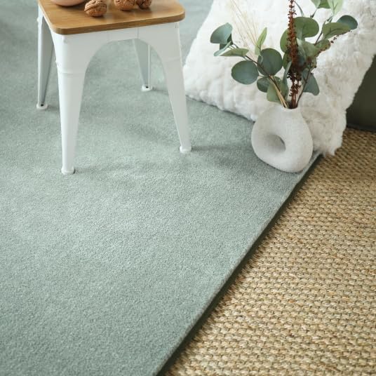 Decoweb Tapis Doux - Hypnose Vert Sauge - Galon Vert Olive - 200 x 290 cm
