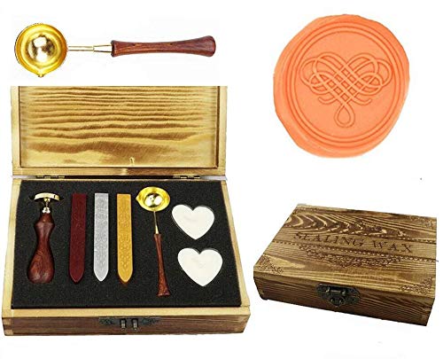 Coffret sceau à cire cœur en bois, le cadeau idéal pour passionnés de papeterie