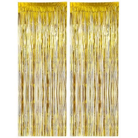 LIHAO 2 Stück Lametta Vorhänge Folie Fringe Tinsel Fransen Vorhang Schimmer Glitzervorhang Metall Folie Vorhang Girlande Deko für Valentinstag Hochzeit Kinder Taufe Geburtstagsparty Cover