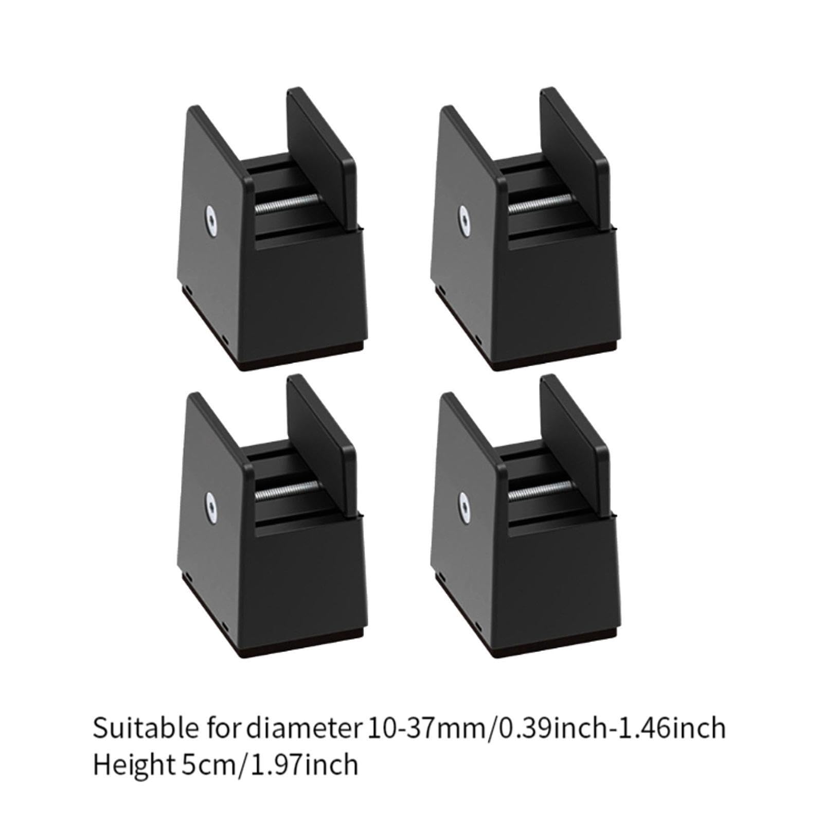 4 Elevadores de Cama, Extensores de Altura, Bloques Elevadores de Patas para Escritorio, Sofá, Cama Y Silla, Negro, Altura 5 Cm