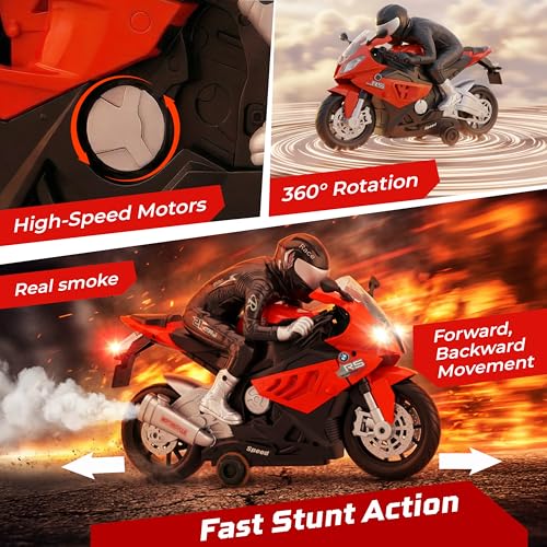 Image of Lifelong RC Motorbike for Kids 4+ Yrs|Remote Control Bike Toy with Rider, Lights, Music, 360 Rotation|500mAh Battery, Type-C Charging, 30ft Remote Control Range|RC Bike for Boys & Girls (LLCRMB01)