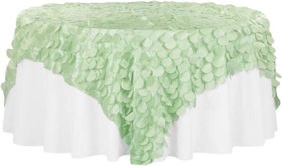 Elegant Petal Circle Taffeta Dusty Rose/Mauve Table Overlay - 90" x 90" (1 Pc) - Premium Quality Square Tablecloth for Weddings, Banquets & Special Occasions