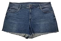 HAPPENING Plus Size Women Denim Regular Fit Shorts - MID Rise with Rugged Bottom Edge - Faded Denim Blue Color - Waist Size (9XL) 50 / (10XL) 52 inches (10XL)