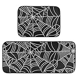 CaTaKu Halloween Spider Web Kitchen Rugs Set - Non Slip, Washable, Comfortable Floor Mats for Kitchen, Laundry, Sink, Office