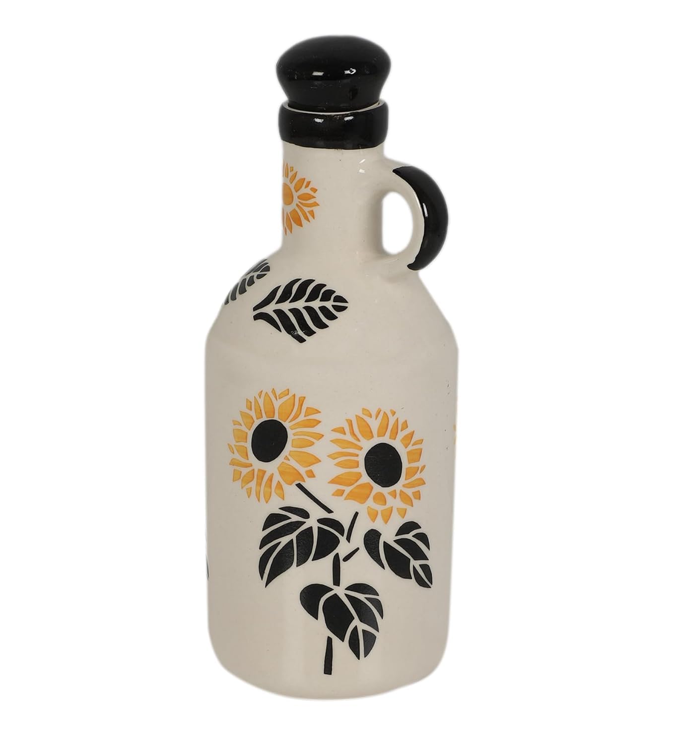 Kalaa By N® Handmade Ceramic Oil Dispenser for Kitchen Oil Bottle Ideal for Storage of Cooking Oil | Microwave Safe | Oil Bottle (Yellow Sunflower, 1000ml) - Image 4 thumbnail