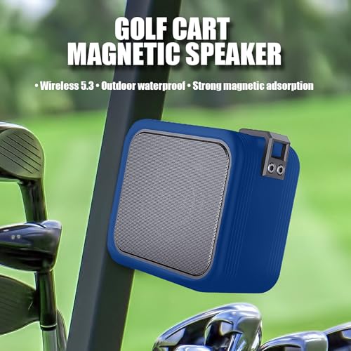 MAGOLFIN 2-Pack Golf Cart Speakers with Storage Case, IPX7 Magnetic Golf Speaker 15H Playtime, 20W Stereo Sound Magnetic Bluetooth Speaker for Golf Cart, Golf Gifts for Men - Blue