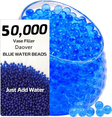 Daover Perlas de Agua, 50.000 Perlas de Gel, Bolas de Gel, Perlas Decorativas de Agua para Plantas en Jarrón para Hacer Velas Flotantes, Decoración Floral