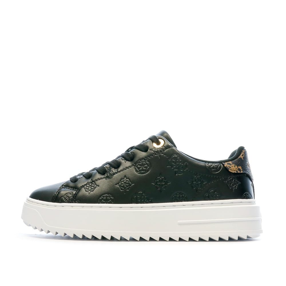 GUESS Denesa4; Denesa4Sneaker para mujer, Negro/Marrón, 39