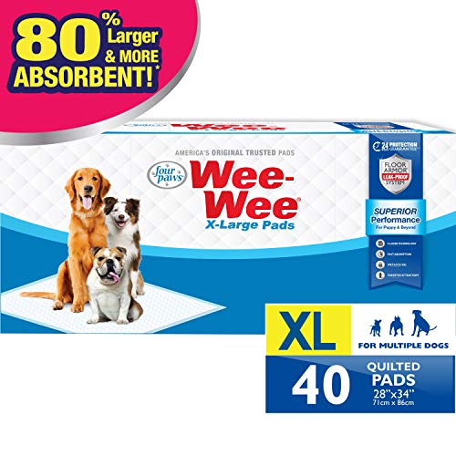 Four Paws Wee-Wee Superior Performance X-Large Dog Pee Pads - Dog & Puppy Pads For Potty Training - Dog Housebreaking & Puppy Supplies - 28" X 34" (40 Count) #TOP1
