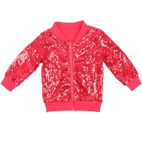 Betadog Girls Sequin Jackets Kids Bomber Jacket with Pockets Outwear Zipper Coat Long Sleeve Birthday Jackets3