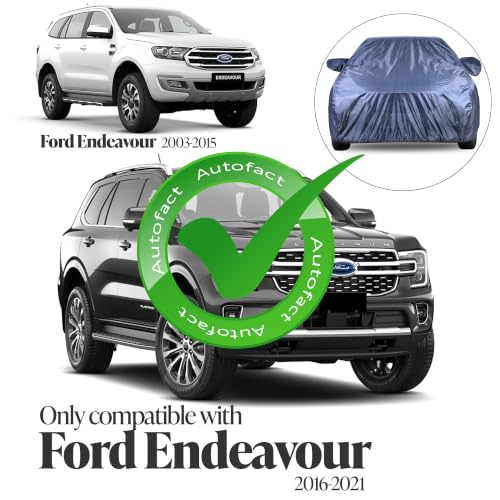 Image of Autofact Car Cover for Endeavour 2016-2021 | Water-Resistant Car Body Cover | All Weather Light-Weight Triple-Stitched Outdoor Shield with UV Protection, Dustproof & Heat-Resistant
