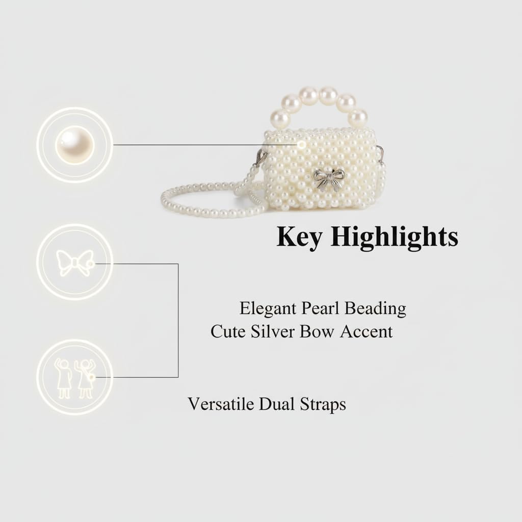 Pearl Beaded Crossbody Bag, Mini Handbag with Bow | Elegant Accessory, Gifting Choice