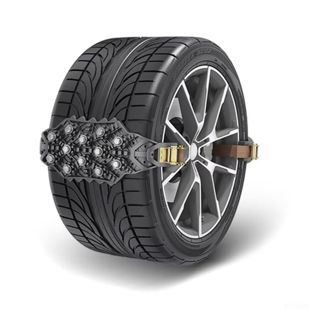 Cadenas de nieve para neumáticos para automóviles, paquete de 4 cadenas antideslizantes con hebillas ajustables y correas de nailon para conducir en invierno en carreteras heladas y terrenos de