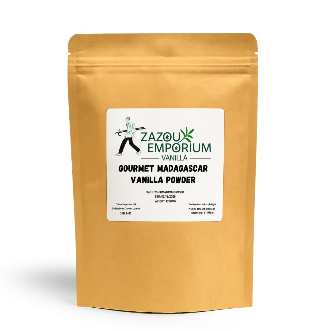 Zazou Emporium - Polvo de vainilla de Madagascar de primera calidad, 100 g, fabricado con granos de vainilla pura para café, batidos y postres para una infusión rápida, de origen sostenible