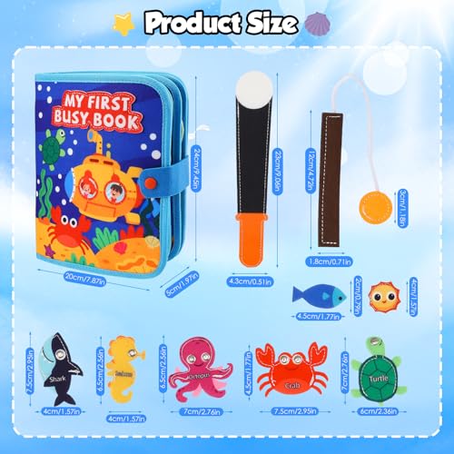Busy Board Montessori 10 en 1, Jouets représentant des Animaux Marins pour Les 14 Ans et Plus, Quiet Book Sensoriel Éducatif, Livre d'Activités Motricité Fine – Image 3