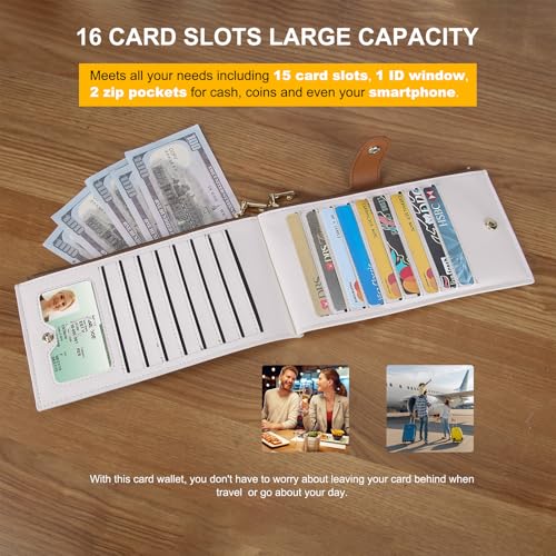 Image of Travelambo RFID Wallet Women Large Size Bifold Multi Card Wallet Case with Zipper Pocke Credit Card Holder for Women