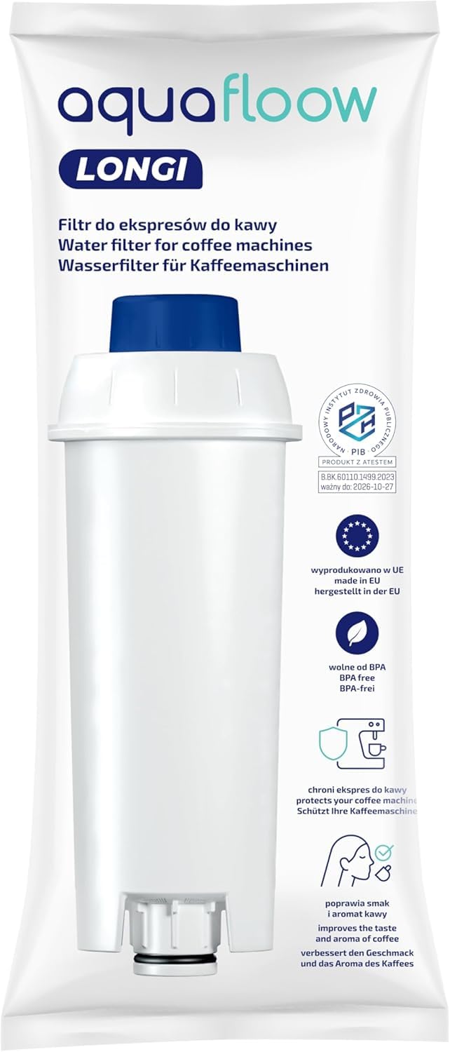 Aquafloow Filtre à eau compatible DeLonghi DLSC002 Détartrant EcoDecalk 500ml Kit entretien machine à café Magnifica S Evo Dinamica brosse nettoyage