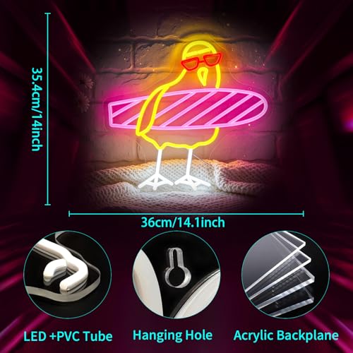 Image of Neon Sign, JGHTURIE Duck Dimmable Neon Signs for Wall Decor, Cute Funny Duck Light up Led Sign for Room, Kitchen, Shop, Bar, Birthday, Party & Home Decor - USB Powered