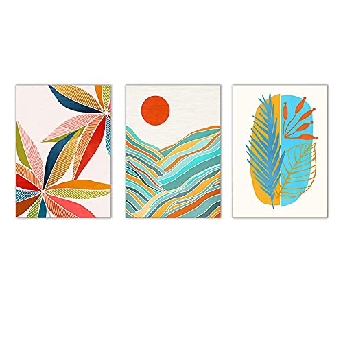 Affiche d'art mural soleil montagne triptyque artistique haut de gamme pour décoration salon