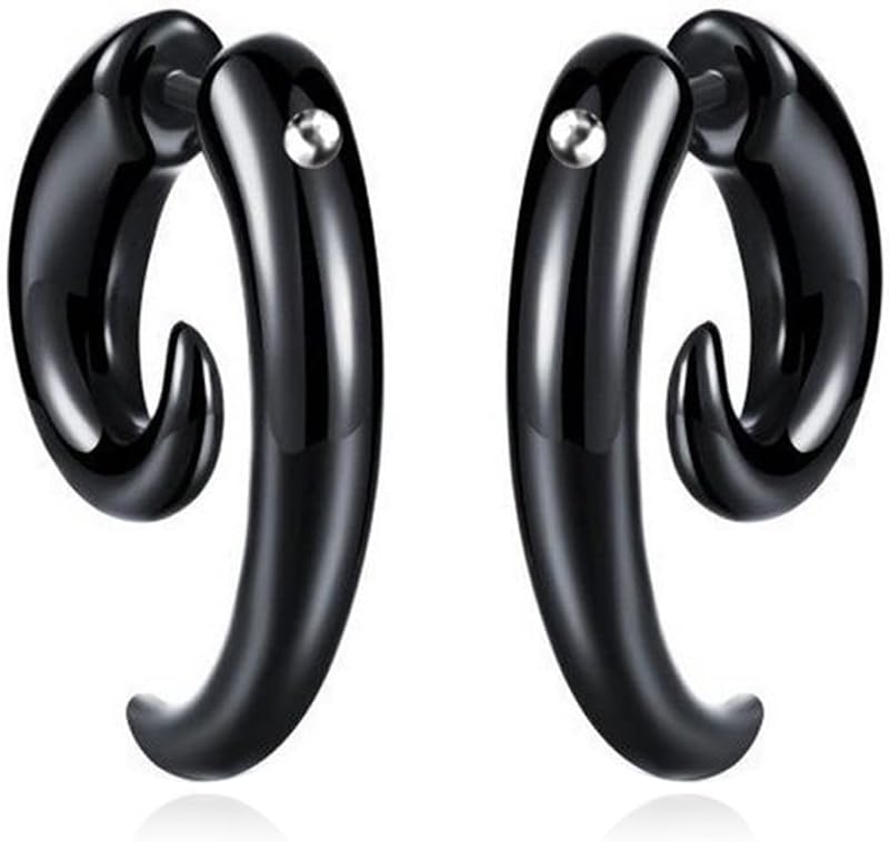 MIGUO STORE Unique Punk Black Round Horn Claw Stud Earrings Spiral Puncture Earrings for Women for Men Chic Personalized Geometry Stud Earrings Gift