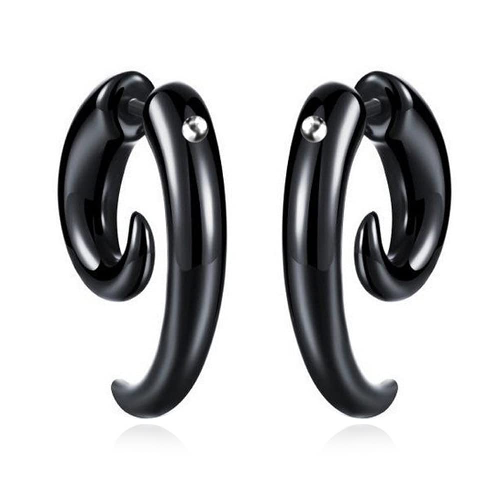 MIGUO STORE Unique Punk Black Round Horn Claw Stud Earrings Spiral Puncture Earrings for Women for Men Chic Personalized Geometry Stud Earrings Gift