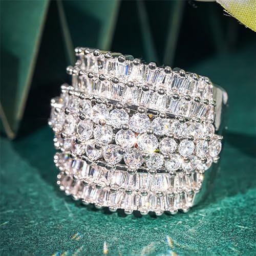 Stylish Luxury Wide Rings for Women Brilliant Cubic Zirconia Finger Accessories for Party4