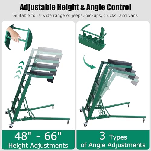 Top Automotive Creeper, Engine Creeper 48"-66", 400 Lbs Capacity High Top Creeper, 4 Swivel Caster Wheels, Padded Deck, Foldable Creeper for Home Garage, Workshop Repair Maintenance - Thumbnail 3