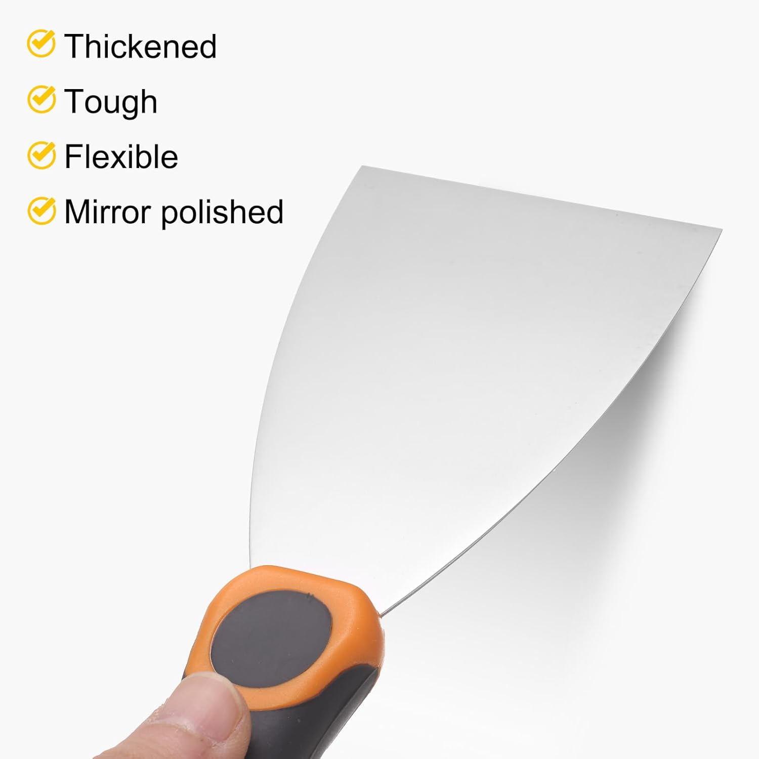 uxcell Putty Knife 5" Stainless Steel Paint Scraper Flexible Drywall Repair Mud Knife for Removing Cement Wallpaper Mud Adhesive Taping with Metal Hammer End