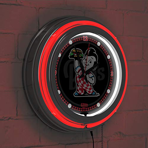 Bob's Big Boy Wordmark Chrome Double Ring Neon Clock #TOP5