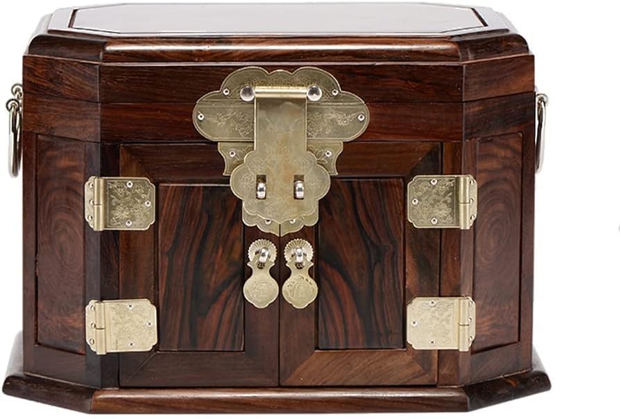 DACUDA Caja organizadora de Joyas Caja de Almacenamiento de Joyas de Palisandro Rojo Caja de Almacenamiento de Madera de múltiples Capas Caja de Almacenamiento de Caoba para el
