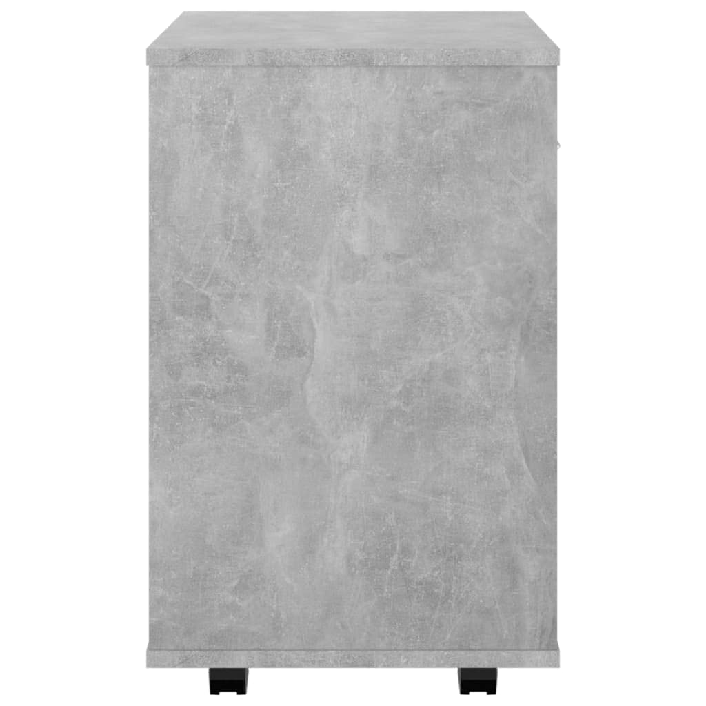 Mobiletto arrotolabile, grigio cemento, 46 x 36 x 59 cm, in legno, design moderno, con 4 ruote, bloccabile, per ufficio, casa, camera da letto, cucina, magazzino