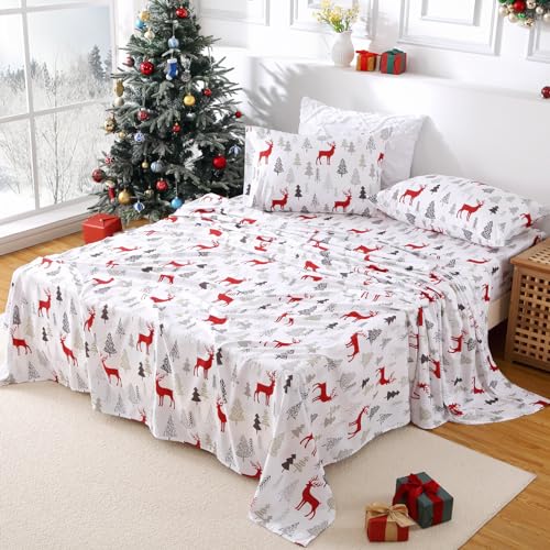 CAROMIO Christmas Bed Sheets King, Soft Brushed Microfiber Bed Sheet Set, 16 Inches Deep Pocket Fitted Sheet Winter Holiday Sheets Set (Christmas Pattern, King) by CAROMIO - Image 6