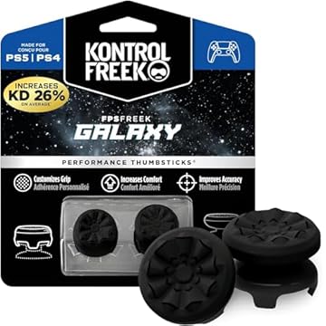 KontrolFreek FPS Freek Galaxy Black for Playstation 4 (PS4) and Playstation 5 (PS5) | Performance Thumbsticks | 1 High-Rise, 1 Mid-Rise | Black (Limited Edition)