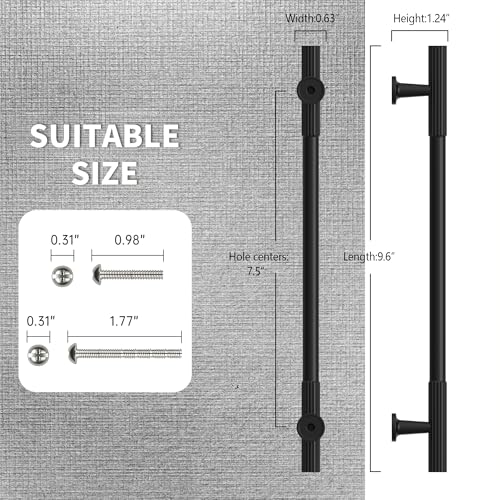 FILTA 10 Pack Matte Black Cabinet Handles 7.5 Inch(192mm) Stylish Kitchen Cabinet Handles Zinc Alloy Modern Cabinet Hardware Pulls for Drawer Dresser by FILTA - Used condition - Image 6