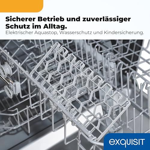 Exquisit Einbau-Geschirrspüler EGSP56312-EB-030E | 12 Maßgedecke | 7 Programme, Eco, Power+, Extra-Trocknung | Inox