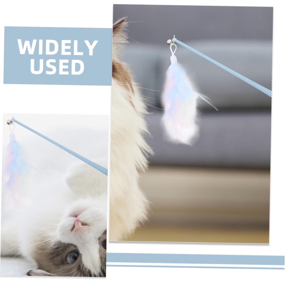 POPETPOP 16pièces Jouet Interactif pour Chat avec Plumes Et Cloche Canne à Amusante pour Intérieur Stimule Activité Physique Et Réduit Ennui