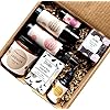 Spa Gift Set for Her, Natural Handmade Relaxing Gift Basket Includes Rose Mist, Lavender Soy Candle, Face Serum, Lip…