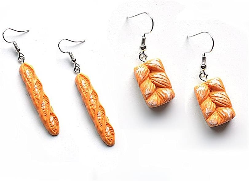 Toast Bread Dangle Earrings Resin Food Imitate Cute Funny Earrings for Women Birthday Party Gifts