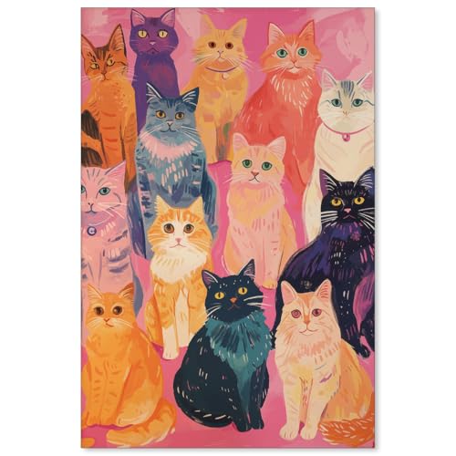 Toile de chat rose tendance pour decoration de salle de bain et salon elegant