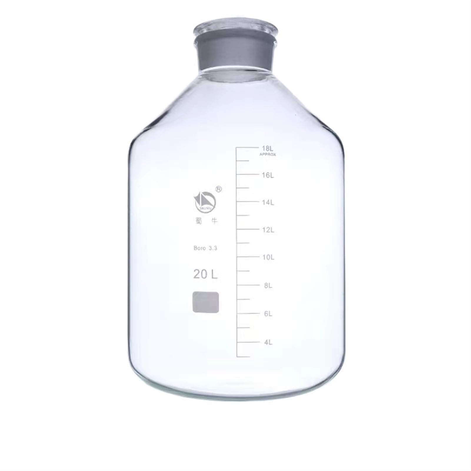 Glas Becherglas, Rundbodenkolben， Reagenzflasche aus Borosilikatglas mit breiter Öffnung, transparent, hitzebeständig, mehrere Größen(20000mL 1pc)