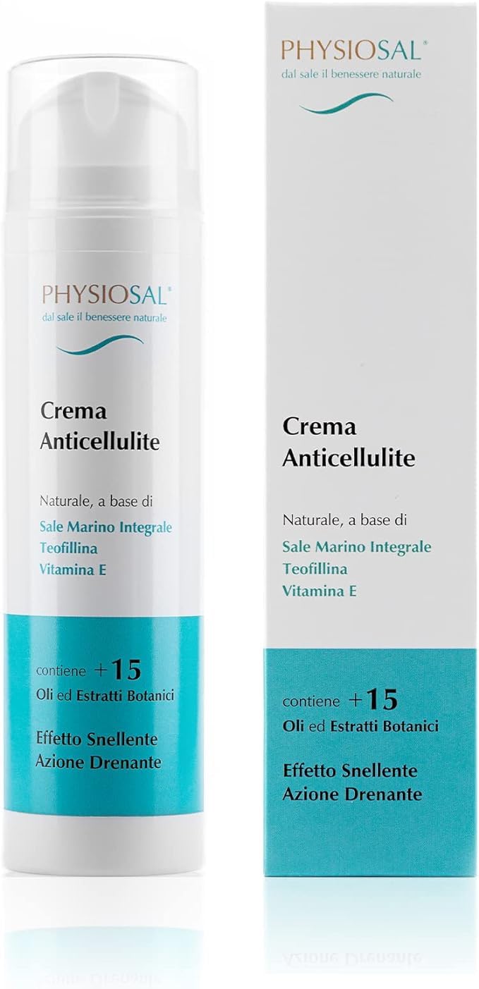 Physiosal - Crema anticellulite al Sale Marino integrale - Effetto Snellente, Azione Drenante - 200 ml | Drenante, Snellente