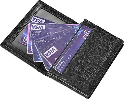 Outrip Genuine Leather Business Card Holder Name Card Case Credit Card Wallet With Id Window Rfid Blocking (Black) #TOP1